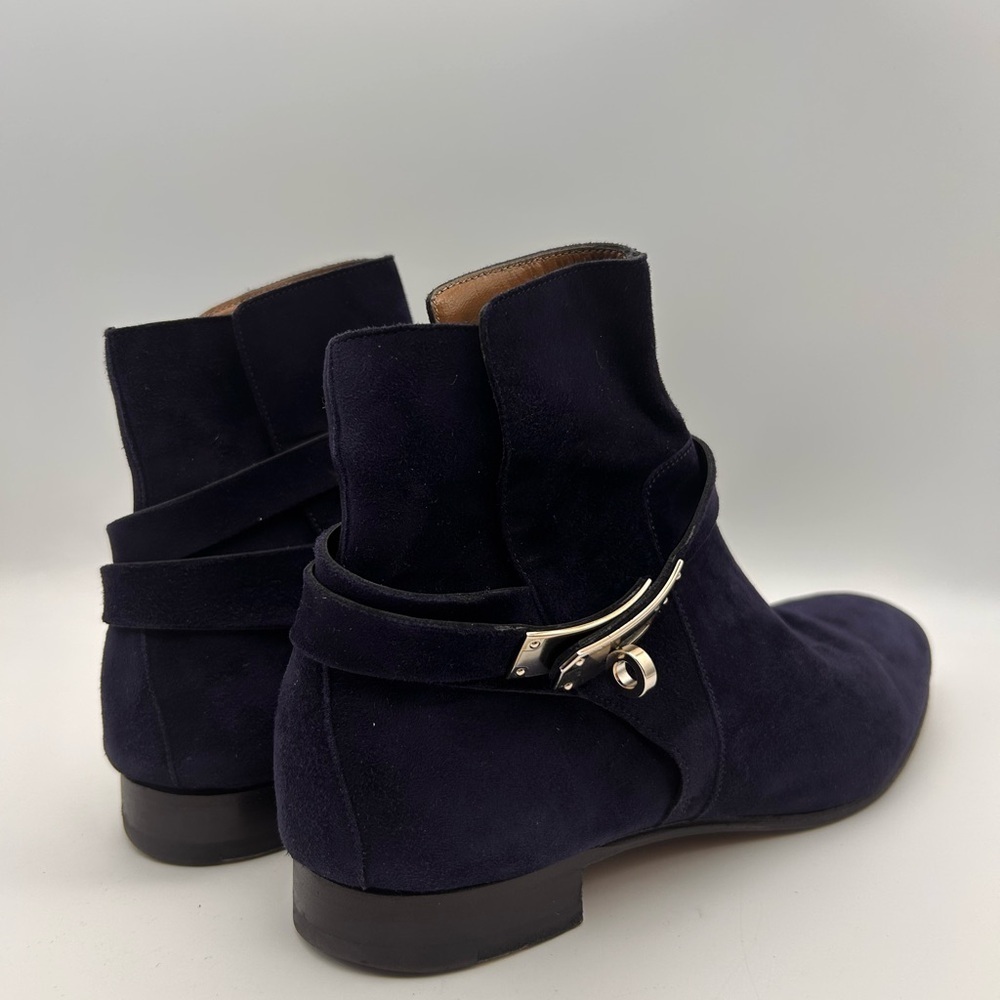 Hermes Neo Boots Navy Suede Palladium Hardware SIZE 38.5 No Box No Dustbag - Picture 4 of 16
